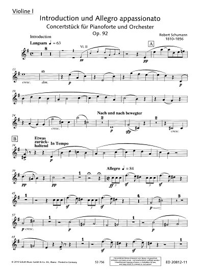 R. Schumann: Introduction und Allegro appass, KlavOrch (Vl1)