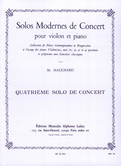M. Hauchard: Solo Moderne De Concert N04, VlKlav (KlavpaSt)