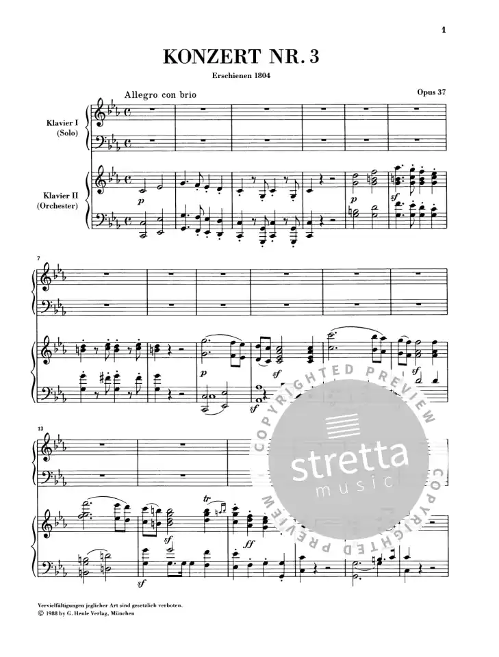 L. v. Beethoven: Klavierkonzert Nr. 3 c-moll , KlavOrch (KA) (1)