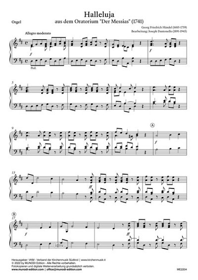 G.F. Händel: Halleluja D-Dur, GchOrchOrg (Org)