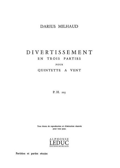 D. Milhaud: Divertissement en 3 Parties Op.299b (Pa+St)