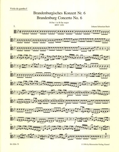 J.S. Bach: Brandenburgisches Konzert Nr. 6 B, Barorch (Vdg1)