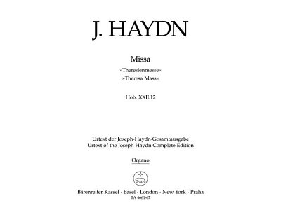 J. Haydn: Missa B-Dur Hob. XXII:12, 4GesGchOrchO (Bc)