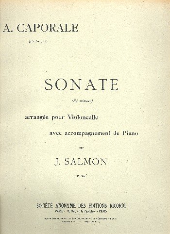 Sonate En Re Mineur Violoncelle Et Piano (Salmon, Vc (Part.)