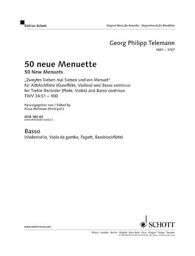 DL: G.P. Telemann: 50 neue Menuette, Ablf/FlVlBC