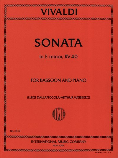 A. Vivaldi: Sonata In E Minor For Bassoon RV 40 (Bu)