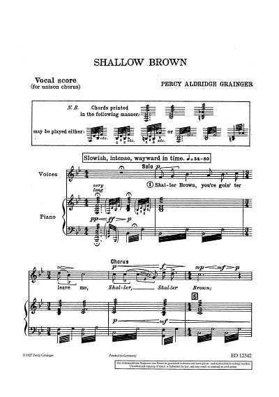 AQ: P. Grainger: Shallow Brown  (Part.) (B-Ware)