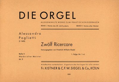 A. Poglietti: 12 Ricercare Bd 1 (1-6) Werke Alter Meister 5~
