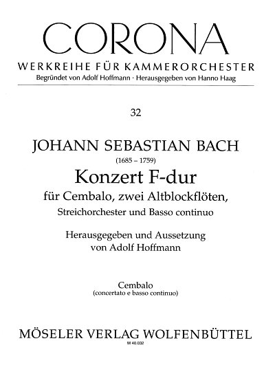 J.S. Bach: Konzert F-Dur BWV 1057, 2AbflStrBc (Cemb)