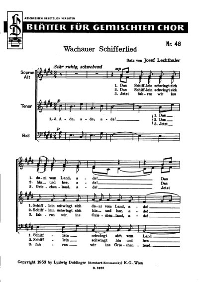 Lechthaler Josef: Wachauer Schifferlied