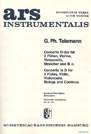 G.P. Telemann: Concerto D-Dur fuer 2 Fl, 2FlVlVcStrO (Vcsolo