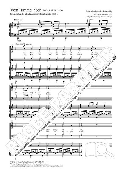 DL: F. Mendelssohn Barth: Vom Himmel hoch C-Dur (1, GCh4 (Pa