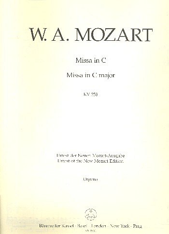 W.A. Mozart: Missa C-Dur KV 258, Org