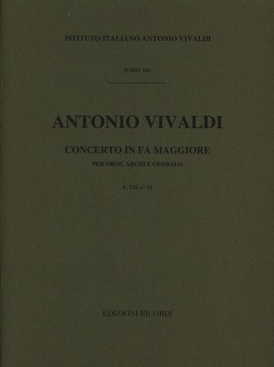 A. Vivaldi: Concerto Per Oboe, Archi E BC: In Fa Rv  (Part.)