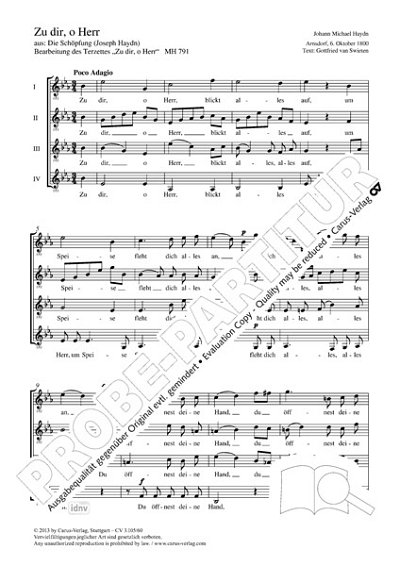 DL: J. Haydn: Zu dir, o Herr Es-Dur (1800) (Part.)