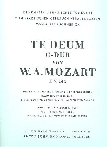 W.A. Mozart: Te Deum KV 141, GchOrchOrg (KA)