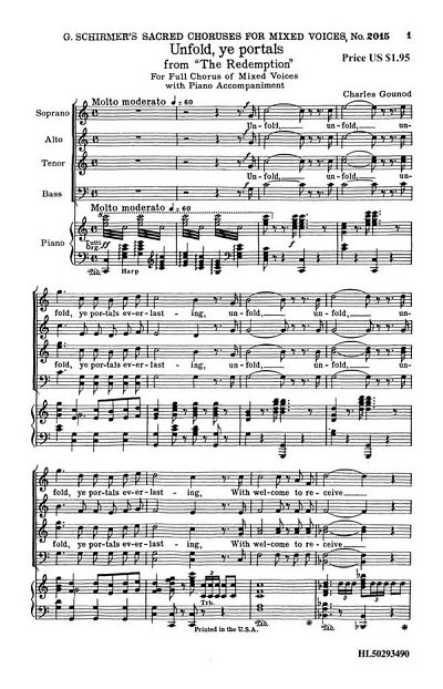 C. Gounod: Unfold Ye Portals (from The Redem, GchKlav (Chpa)