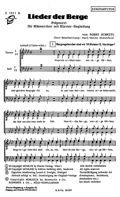 Lieder der Berge für Männerchor Singpartitur, Mch (Chpa)