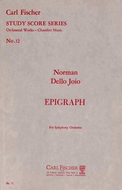 D. Nicodemo: Epigraph, Orch