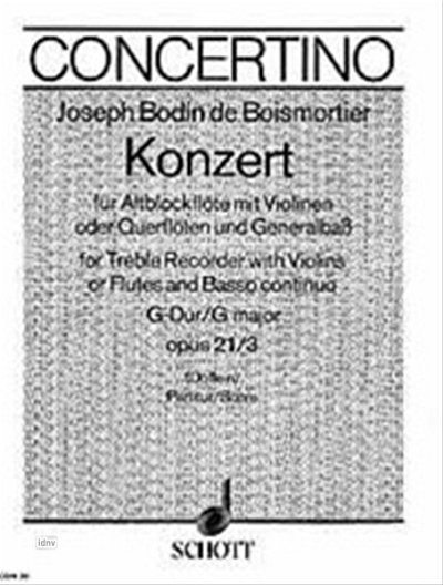 J.B. de Boismortier: Konzert G-Dur op. 21/3  (Part.)
