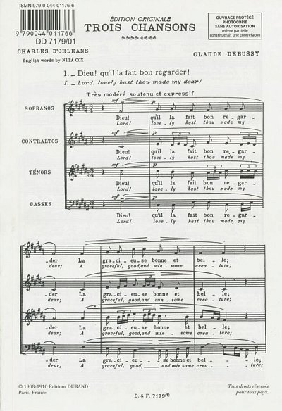 C. Debussy: Trois Chansons 1: Dieu! qu_il la fa, GCh4 (Chpa)