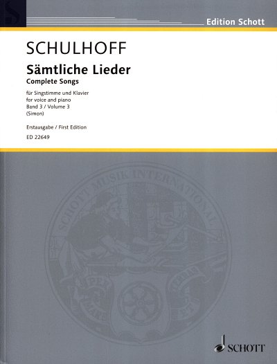 E. Schulhoff: Saemtliche Lieder 3, GesKlav