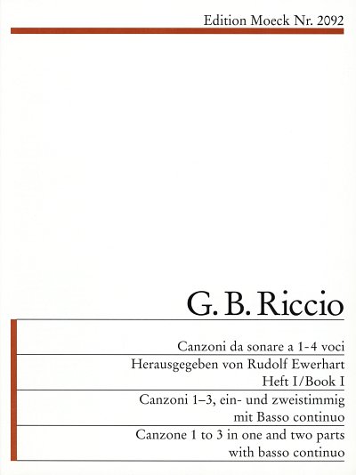 Riccio Giovanni Battista: Canzoni Da Sonare 1