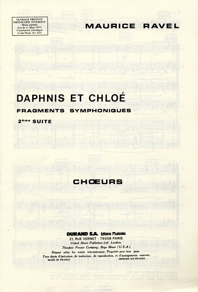 M. Ravel: Daphnis Et Chloe 2 Suite Choeurs, Ch (Part.)