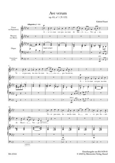 G. Fauré: Ave verum op. 65/1 N 123