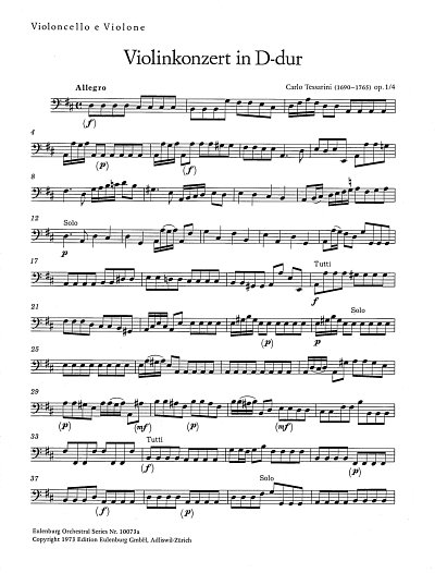 C. Tessarini: Konzert für Violine D-Dur op. , VlStrBc (VcKb)