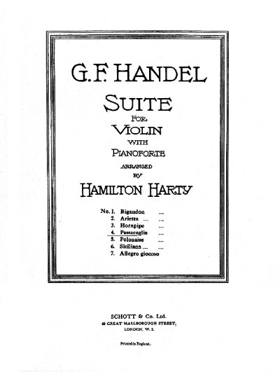H.G. Frideric: Suite , VlKlav