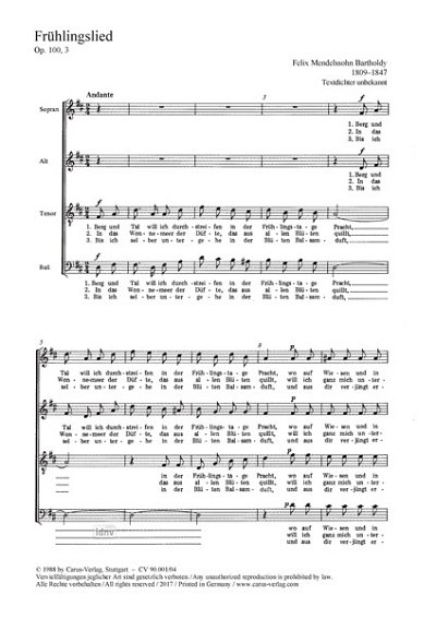 DL: F. Mendelssohn Barth: Frühlingslied D-Dur MWV , GCh4 (Pa
