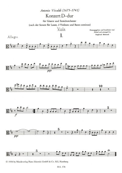 A. Vivaldi: Konzert für Gitarre und Streicher D-Dur RV 93