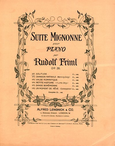 R. Friml: Suite Mignonne Opus 35/1 - Solitude, Klav
