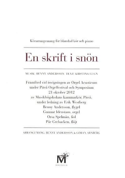 AQ: B. Andersson: En skrift i snön, GchKlav (Part.) (B-Ware)