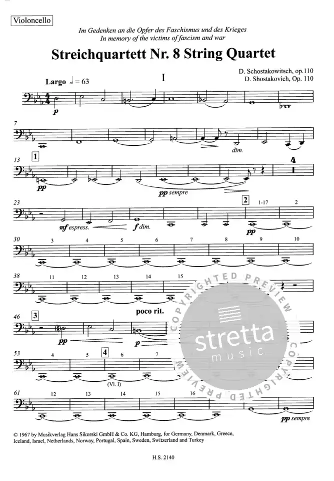 D. Schostakowitsch: Streichquartett Nr. 8 , 2VlVaVc (Stsatz) (3)