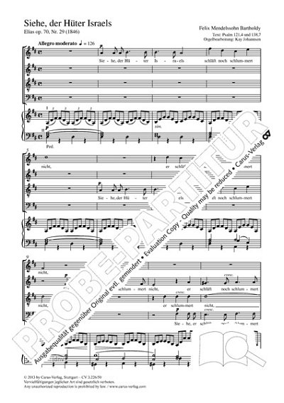 DL: F. Mendelssohn Barth: Siehe, der Hüter Israe, GchOrg (Pa