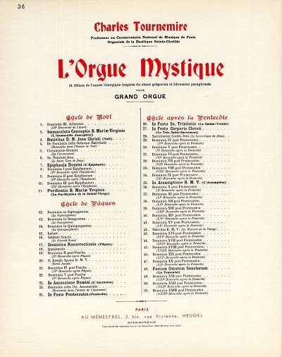 C. Tournemire: L'Orgue mystique Vol.36, Org