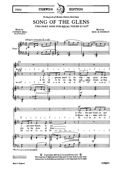 E. Thiman: Song Of The Glens, Ch2Klav (Chpa)
