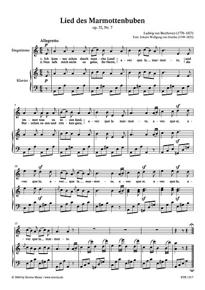 DL: L. v. Beethoven: Lied des Marmottenbuben op. 52, Nr. 7