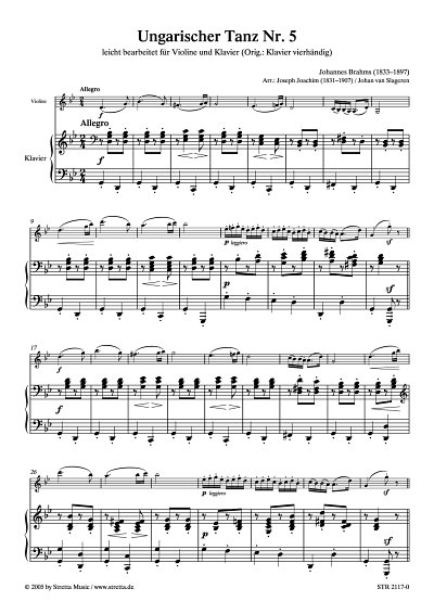 DL: J. Brahms: Ungarischer Tanz Nr. 5 Bearbeitung fuer Violi
