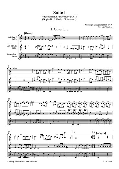 DL: C. Graupner: Suite I eingerichtet fuer 3 Saxophone