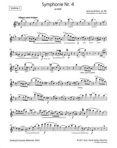 J. Brahms: Symphonie Nr. 4 e-Moll op. 98, Sinfo (Vl1)