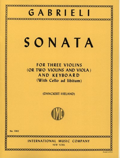 G. Gabrieli: Sonata, 3Vn E Pf (Bu)