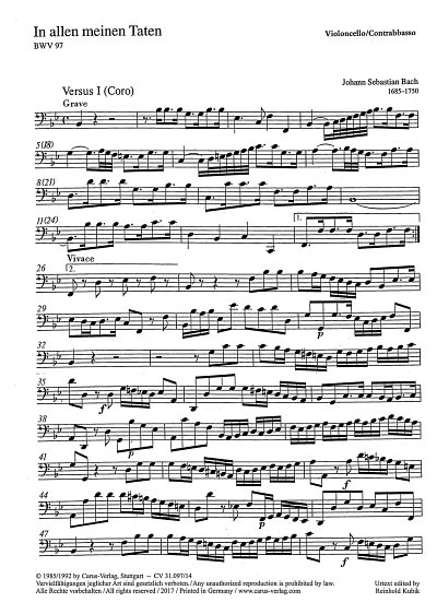 J.S. Bach: In allen meinen Taten BWV 97 / Einzelstimme Va.