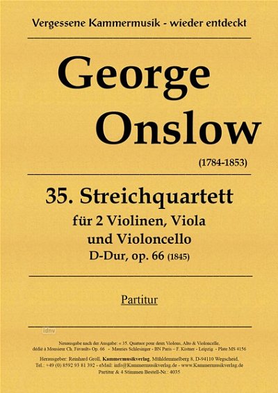 G. Onslow: Streichquartett Nr. 35 D-Dur op., 2VlVaVc (Pa+St)