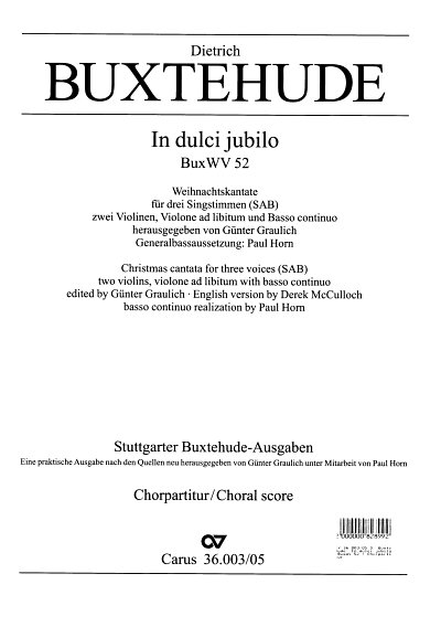 D. Buxtehude: In dulci jubilo BuxWV 52 / Chorpartitur
