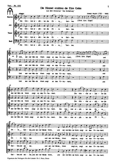 J. Haydn: Die Himmel erzaehlen die Ehre , GesGchOrchOr (Chpa