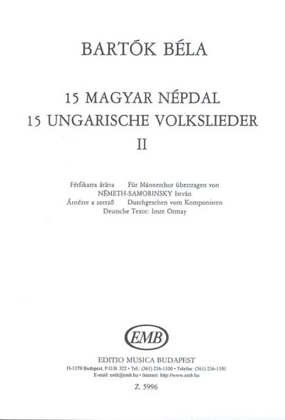 B. Bartók: 15 ungarische Volsklieder 2, Mch3 (Chpa)