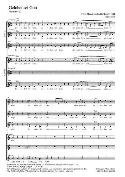 DL: F. Mendelssohn Barth: Gelobet sei Gott C-Dur (1821/2 (Pa